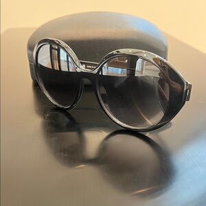Salvatore Ferragamo Black Oval Sunglasses